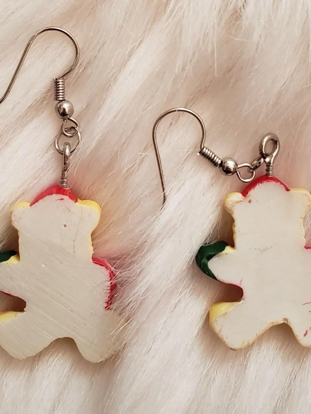 Christmas bear earrings and tinsel scrunchie set.